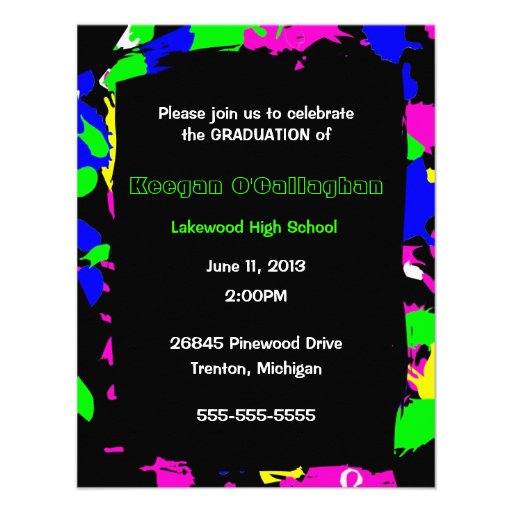 Neon Graduation Party Invitation