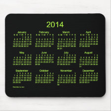 Neon Green 2014 Calendar Mouse Pad