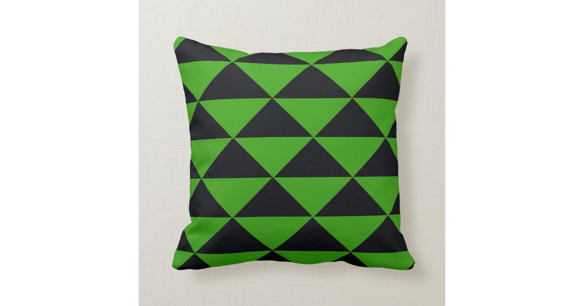 Neon Green and Black Triangles Throw Pillow Zazzle