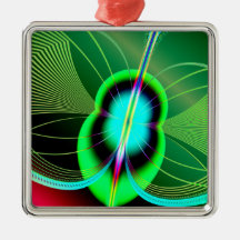 Neon Green and Blue Firefly Fractal Christmas Tree Ornaments