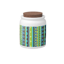 Neon Green and blue tribal pattern Candy Dishes