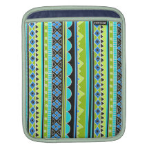 Neon Green and blue tribal pattern iPad Sleeves
