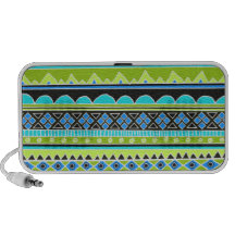 Neon Green and blue tribal pattern iPhone Speaker