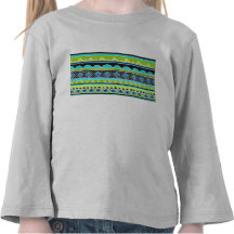 Neon Green and blue tribal pattern Tee Shirt