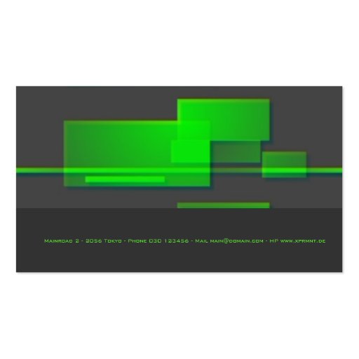 neon green BC Business Card (back side)