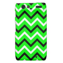 Neon Green, Black, White Chevron Stripes (Zigzags) Motorola Droid RAZR Case
