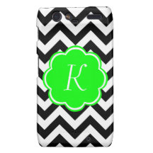 Neon Green Custom Monogram with Chevron Pattern Motorola Droid RAZR Case