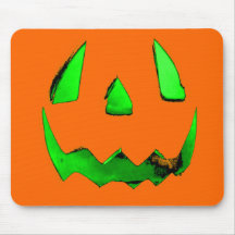 Neon Green Glow Jack O'Lantern Face Mouse Pad