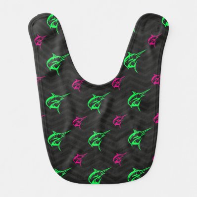 Neon Green, Hot Pink, Offshore Fishing, Black Baby Bib