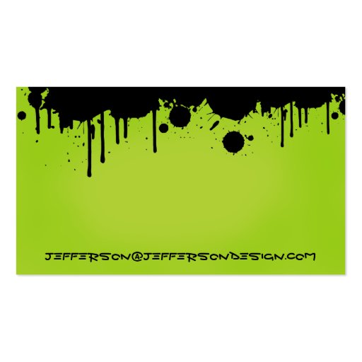 Neon Green Paint Splatters Business Card Templates (back side)
