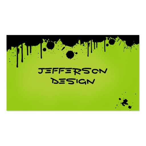 Neon Green Paint Splatters Business Card Templates (front side)
