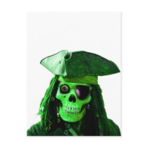 Neon Green Pirate with skully & patch postcards