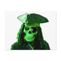 Neon Green Pirate with skully & patch postcards