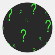 Neon Green Question Mark Round Stickers