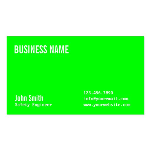 Neon Green Safety Engineer Business Card