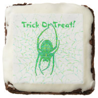 Neon Green Spider Spooky Arachnid Halloween Fun Square Brownie