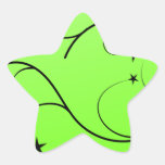 Neon green spiral star sticker