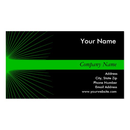 Neon Green Starburst Business Cards (front side)