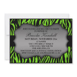 Neon Green Wild Night Zebra Bachelorette Party Personalized Invitation