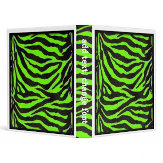 Neon Green Zebra Skin Texture Background binder