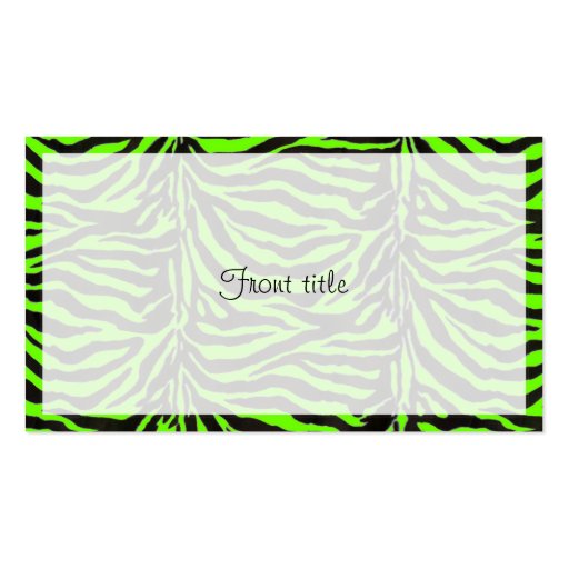 Neon Green Zebra Skin Texture Background Business Card Templates