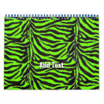 Neon Green Zebra Skin Texture Background Calendar