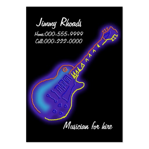 neon guitar business card template (front side)
