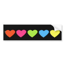 Neon Hearts Bumper Stickers