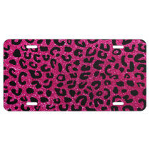 Neon hot pink cheetah print license plate at Zazzle