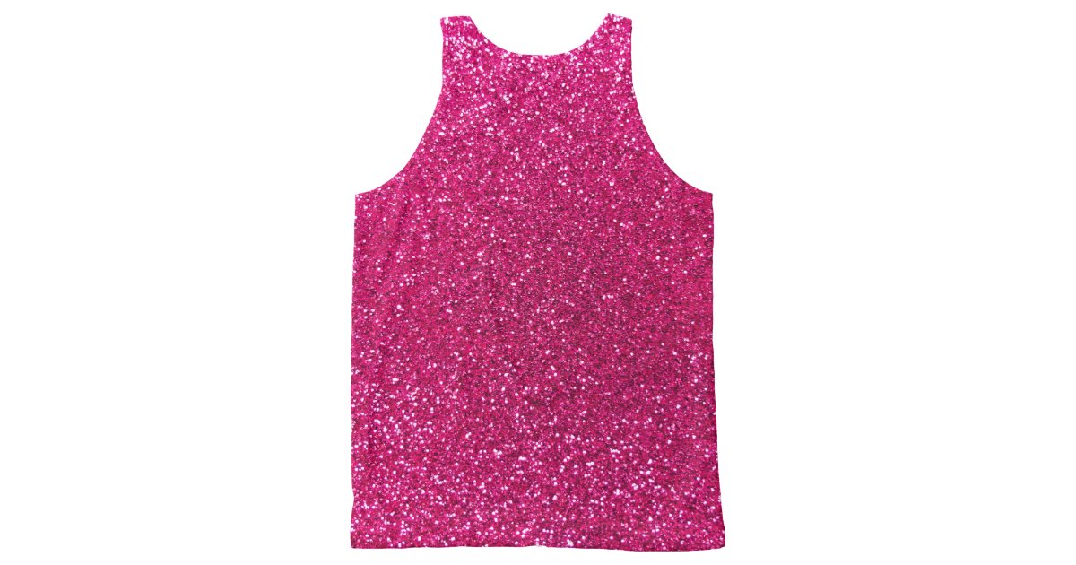 Neon hot pink glitter AllOver print tank top Zazzle