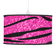 Neon hot pink glitter zebra stripes pendant lamp