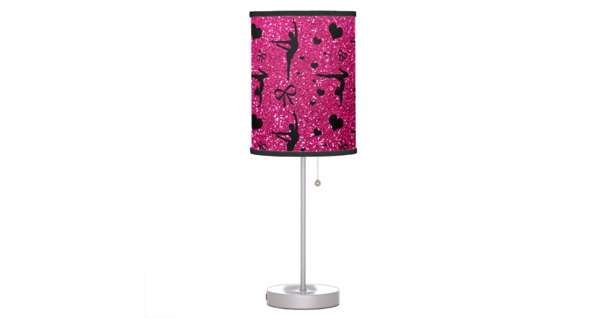 Neon hot pink gymnastics glitter pattern table lamp | Zazzle