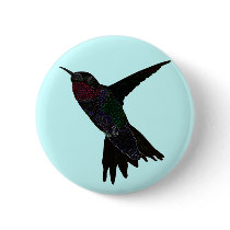 Neon Hummingbird Pinback Buttons