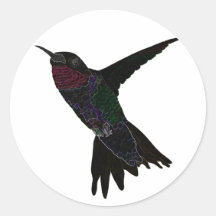Neon Hummingbird Round Sticker