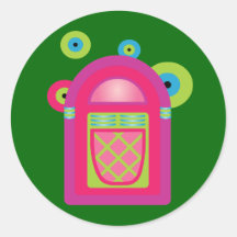 Neon Jukebox Round Stickers