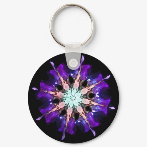 Neon Kaleido-Twist Burst in Purple and Pink keychain