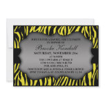 Neon Lemon Wild Night Zebra Bachelorette Party Invites