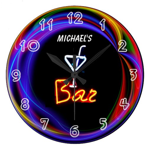 Neon Light Private Home Personalized Bar Clock Zazzle
