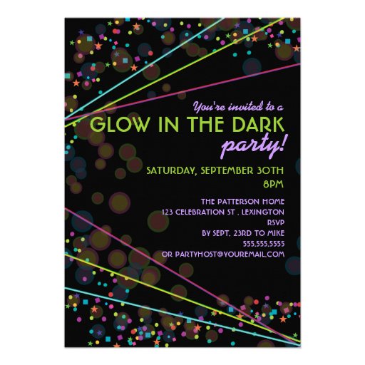Neon Lights Glow in the Dark Party Invitation