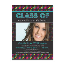 Neon Lights Graduation Announcement (aqua) Post Cards