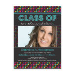 Neon Lights Graduation Announcement (aqua) Post Cards