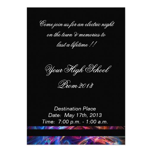 Neon Lights High School Prom Party Invitations