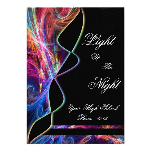 Neon Lights High School Prom Party Invitations