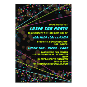 Neon Lights Laser Tag Birthday Party Invitation 5