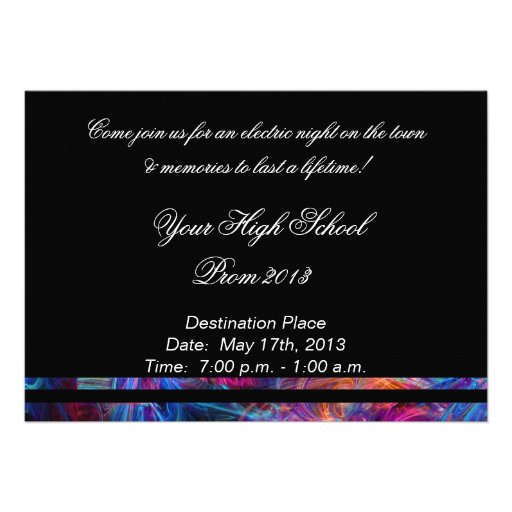 Neon Lights Prom Party Invitations