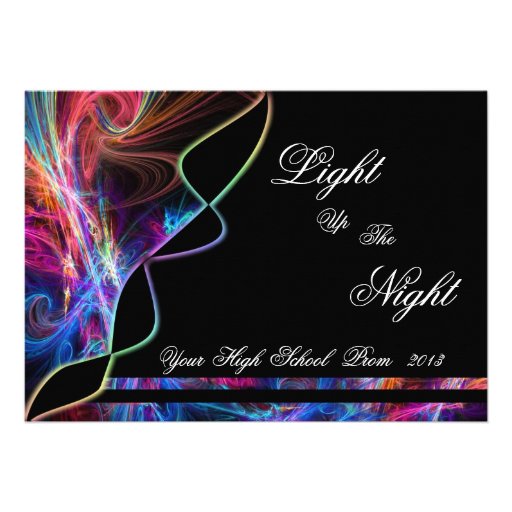 Neon Lights Prom Party Invitations