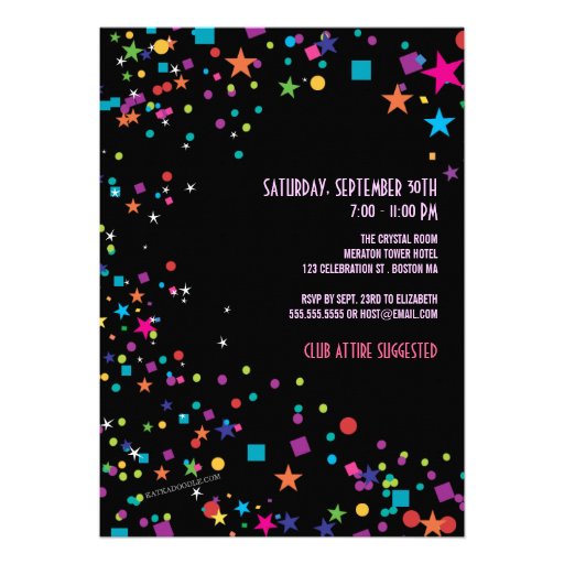 Neon Lights Sweet 16 Club Party Invitation