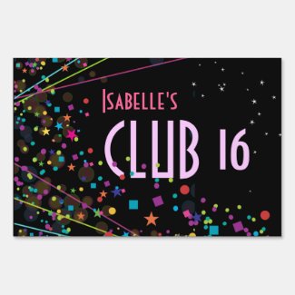 Neon Lights Sweet 16 Club Party Sign