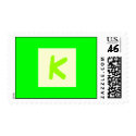 Neon Lime Green Monogram K Postage Stamp by Initialreaction Neon Lime Green Monogram K Postage Stamp