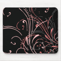 curvilinear, linear, art, design, abstract, flourish, black, gray, pink, gift, gifts, mousepad, mousepads, Mouse pad com design gráfico personalizado